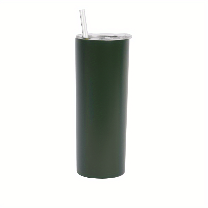 1pc Skinny Tumbler 20oz, Stainless Steel Double Wall Water Bottle, Vacuum Insulated Slim Cup With Lid Straw