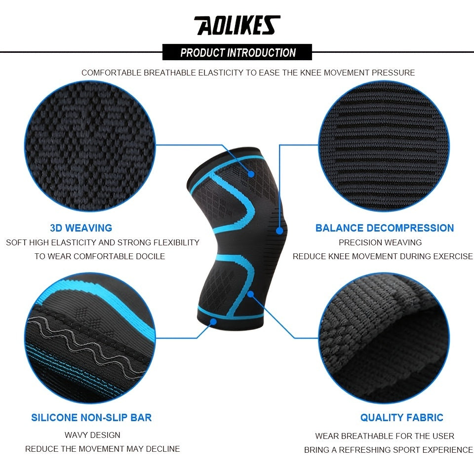 1pc AOLIKES Knee Pad & Sleeve - Protective Knee Braces for Running & Cycling - Stay Comfortable, Shock-Absorbing, Breathable, Adjustable, and Anti-Slip for Men and Women