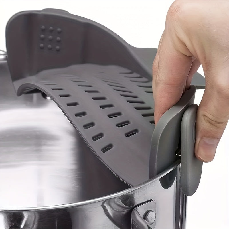 1pc Universal Silicone Strainer - Snap-On, Adjustable Fit for Various Cookware - Hassle-Free Draining for Pasta, Veggies & More