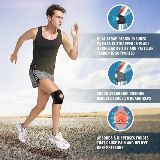 1 PCS Patella Knee Braces for Knee Pain, Dual Patellar Tendon Support Straps with Gel Pad for Arthritis Tendonitis Meniscus Tear