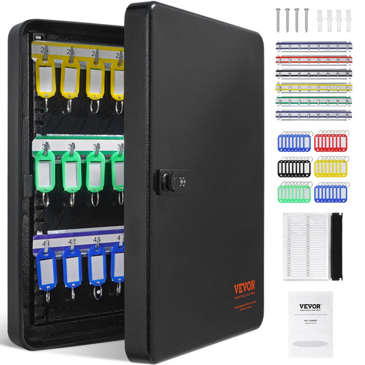VEVOR 48-Key Cabinet Key Lock Box with Adjustable Racks Security Key Storage Box Key Organizer for School Office Hotle