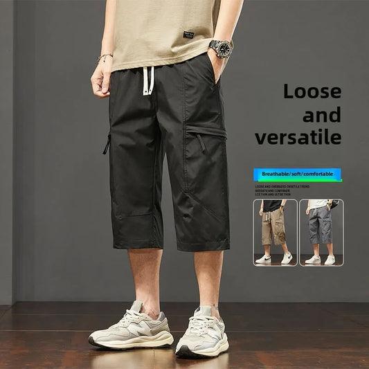 Working Cropped Pants Men's Summer New Ice Silk Thin Casual Loose Sports Shorts Bermudas Cargo Mens Shorts CholovіChi Fishing