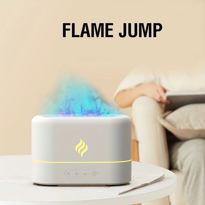 1pc 7 colors Flame Simulation Ultrasonic Humidifier with Aromatherapy and Lighting - USB Powered Essential Oil Diffuser for Bedroom and Travel