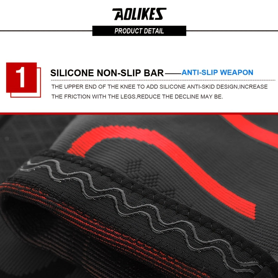1pc AOLIKES Knee Pad & Sleeve - Protective Knee Braces for Running & Cycling - Stay Comfortable, Shock-Absorbing, Breathable, Adjustable, and Anti-Slip for Men and Women