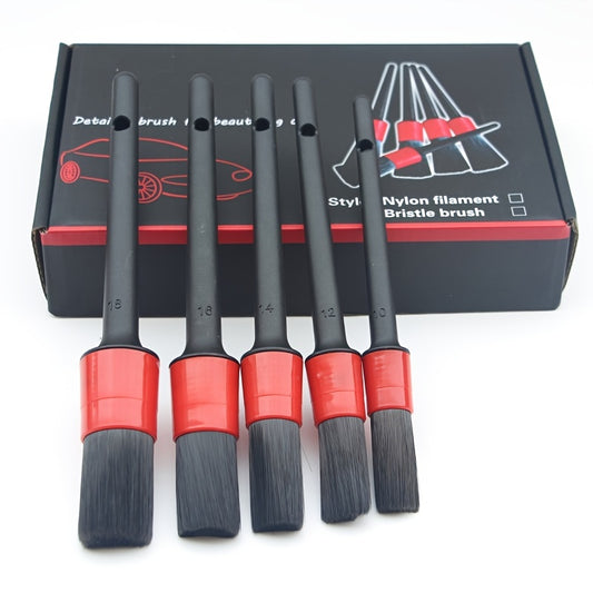5pcs Car Detailing Brush Set, Car Interior Cleaning Detailing Soft Brush Set, 5 Soft Detail Brushes For Automotive Air Conditioner Brush Dashboard