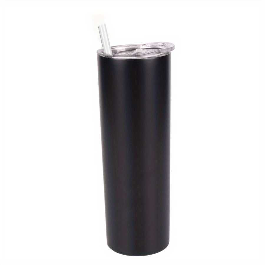 1pc Skinny Tumbler 20oz, Stainless Steel Double Wall Water Bottle, Vacuum Insulated Slim Cup With Lid Straw