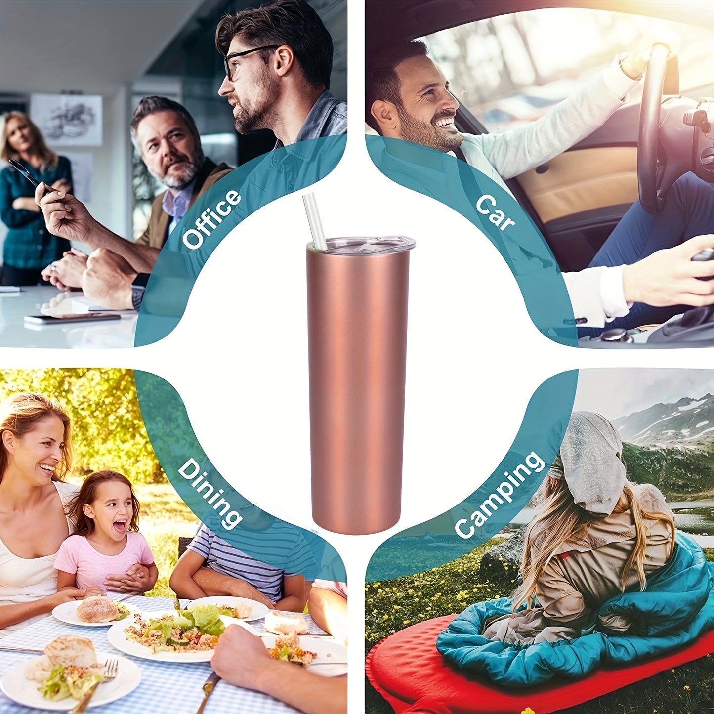 1pc Skinny Tumbler 20oz, Stainless Steel Double Wall Water Bottle, Vacuum Insulated Slim Cup With Lid Straw